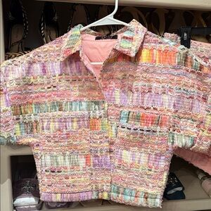 Colorful Tweed Cropped Jacket and shorts set